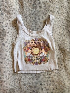 Billabong White Tank Top with Multicolor 1973 Sun Floral Graphic